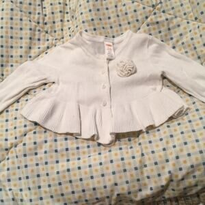 Gymboree White stain free ruffle peplum sweater